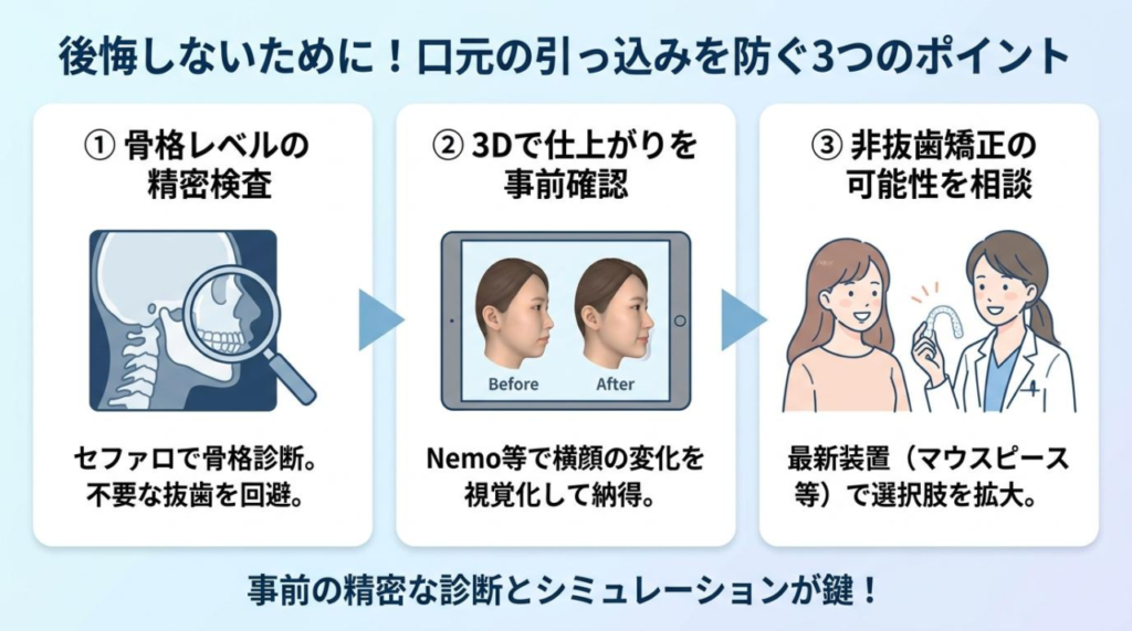 後悔しないために！口元の引っ込みを防ぐ3つのポイント
