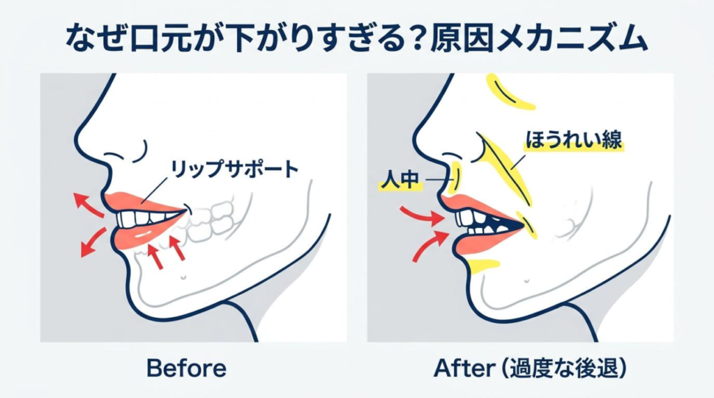 大人の矯正で口元が過度に引っ込む主な原因